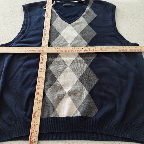 AXIST Sweater Vest Argyle XXL Navy Blue Gray 100% Cotton Classic Preppy EUC - Picture 7 of 10